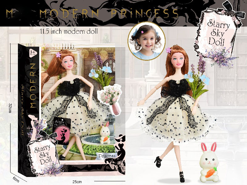 11.5-Inch 11-Joint Diamond Doll - With Hairpin *1 Rabbit Simulation Bouquet