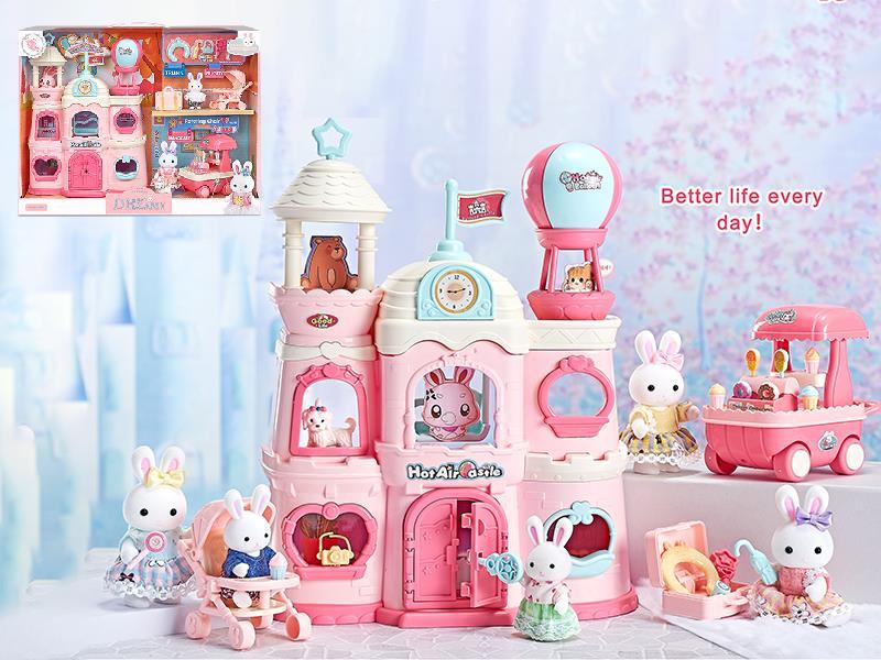 Cute Rabbit Castle Scene Toys