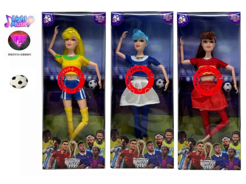 11.5-Inch 13-Joint Solid Body With Lights, Music, Theme Song, World Cup Female Star Football With A Football Blister