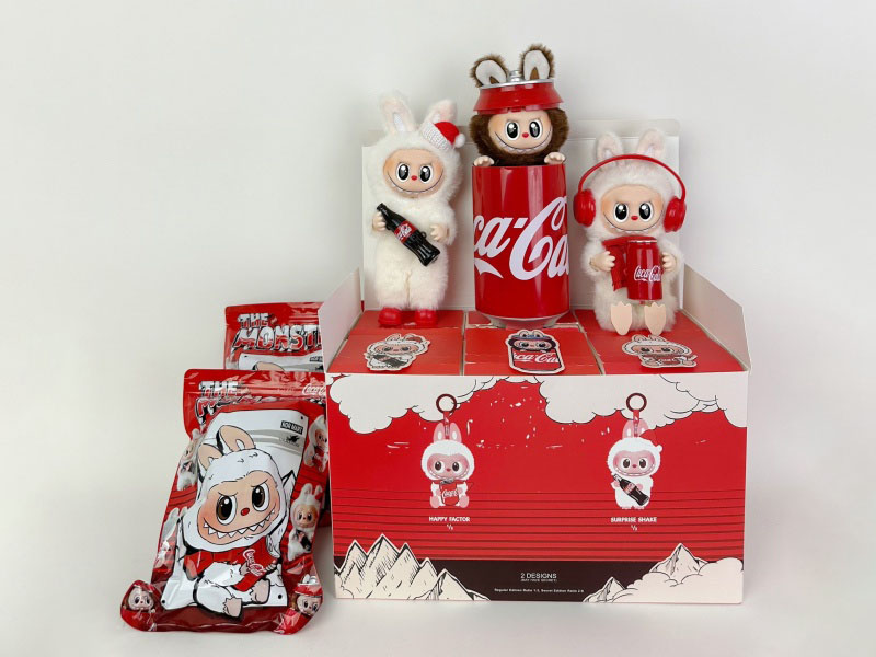 Labu Coca-Cola 5D Glass Eye Mask Doll Hidden Vinyl Plush Figurine Blind Box Pendant 9-Inch Solid 13-Joint Three-Bag Plush Figurine (6Pcs)