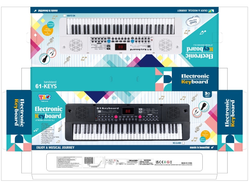 61-Key Multi-Functional Electronic Organ With Microphone And Usb Connection Cable (White)