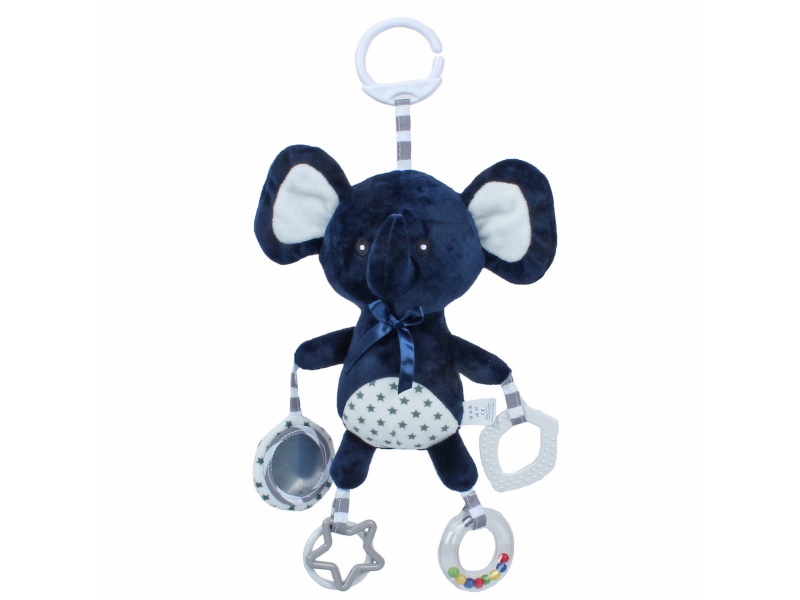 Blue Elephant Rubber Ring Baby Comfort Plush Bed Hang