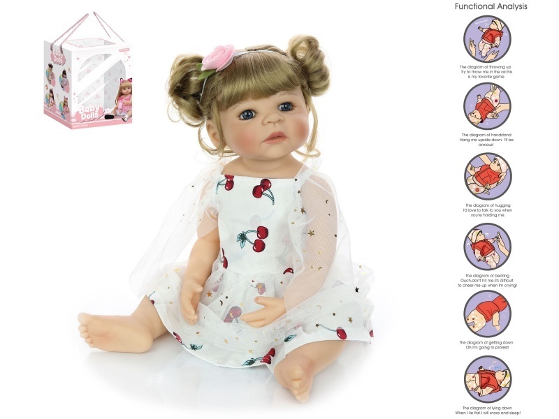 56Cm Rebirth Doll High-Fidelity Baby Doll (Wig) With A Bottle, Magnetic Pacifier, Diaper, Birth Card, And Gravity Sensing Sound Function