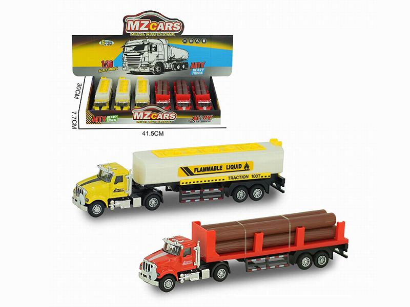 1:36 Pull Back Alloy Heavy Trucks With Sound And Lights 6pcs