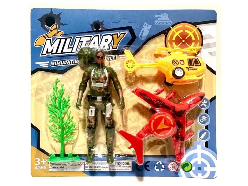 12Cm Soldiers Are Equipped With Taxiing Fighter Jets, Taxiing Helicopters And Trees