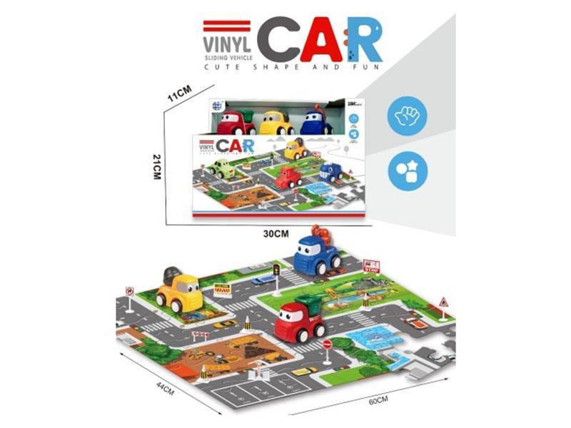 3-in-1 Rubber sliding car (with puzzle)