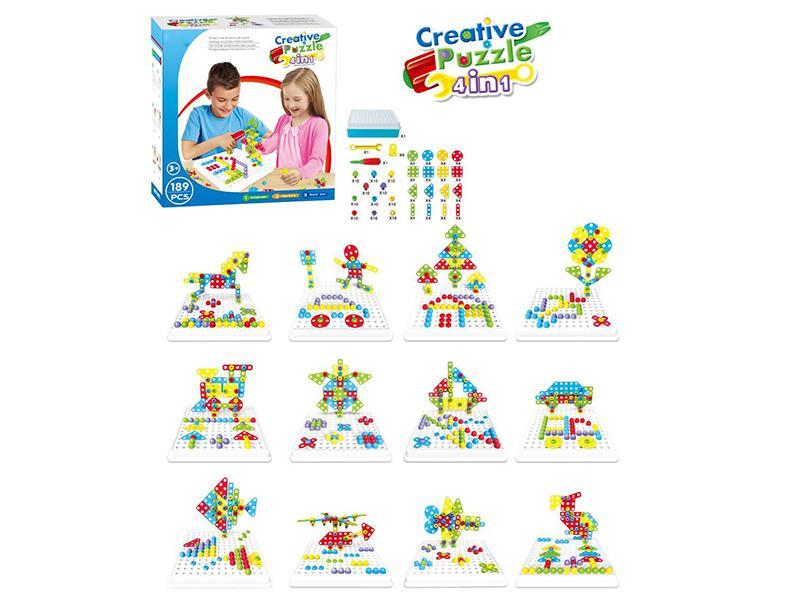 189PCS DIY Mixed Building Blocks Puzzle Set