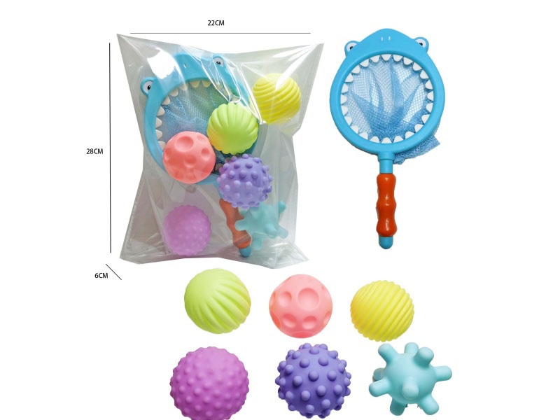Shark Fishing Net + Warm-Colored Hand-Grabbed Ball (7-Piece Set)