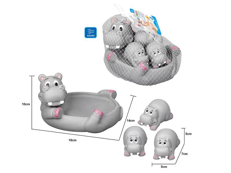 Cute Hippo Kids Bath Toy Set