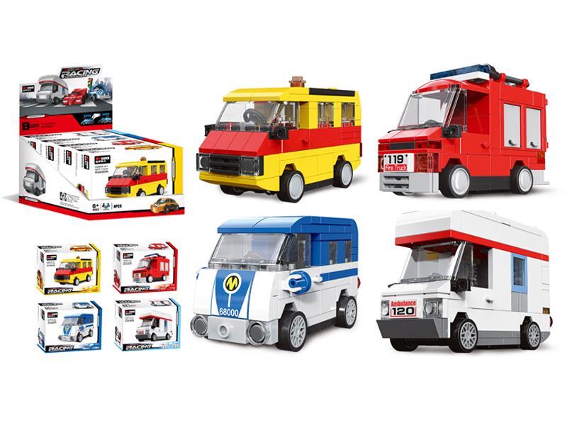 MINI PUll Back Car Building Blocks 4PCS