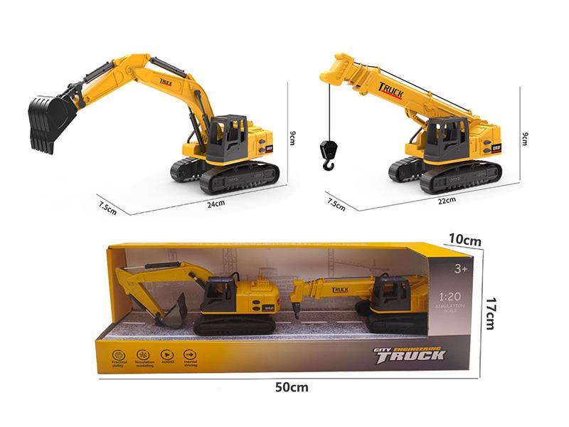 Friction Plastic Excavator + Crane