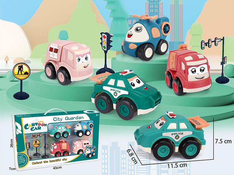 Rescue Team Friction Cartoon Cars