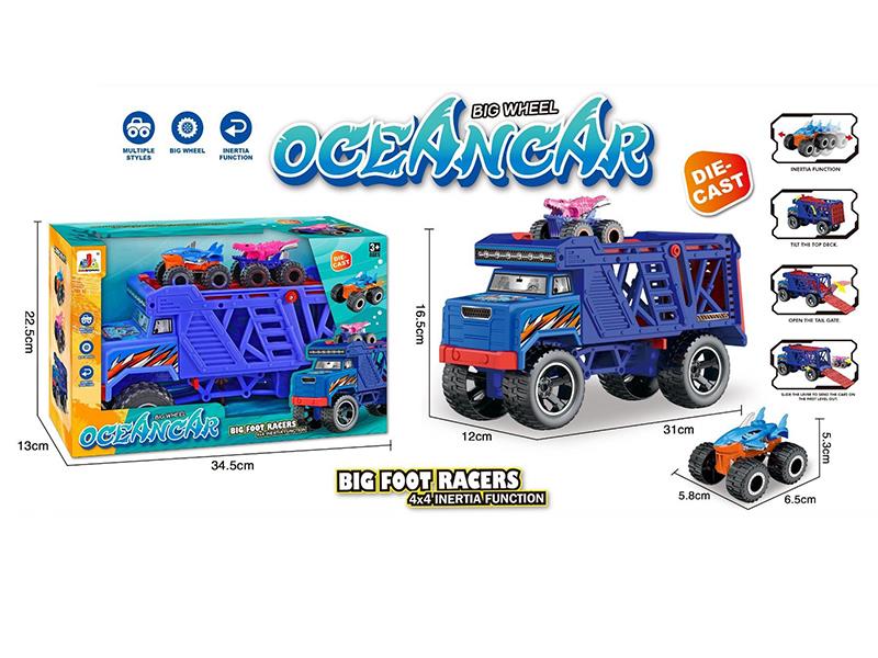 Friction Double-Decker Transport Vehicle(With Slide Alloy Small Cars)