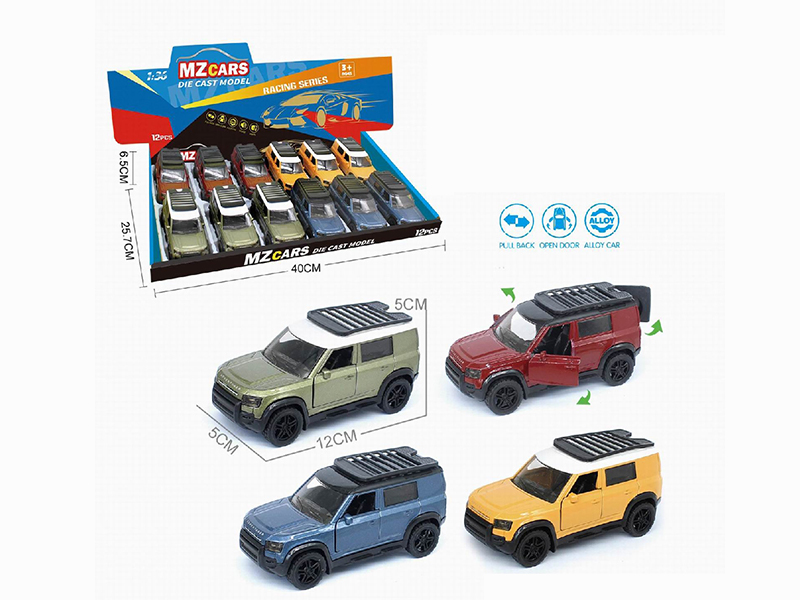 1:36 Pull Back Alloy Off-Road Vehicle(3 Doors Can Open) 12pcs