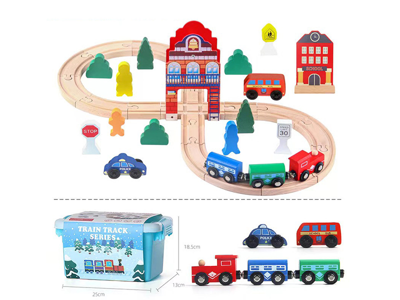 Wooden Rail Car Toy 36pcs