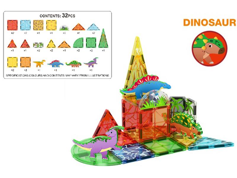 32pcs Dinosaur Magnetic Building Blocks