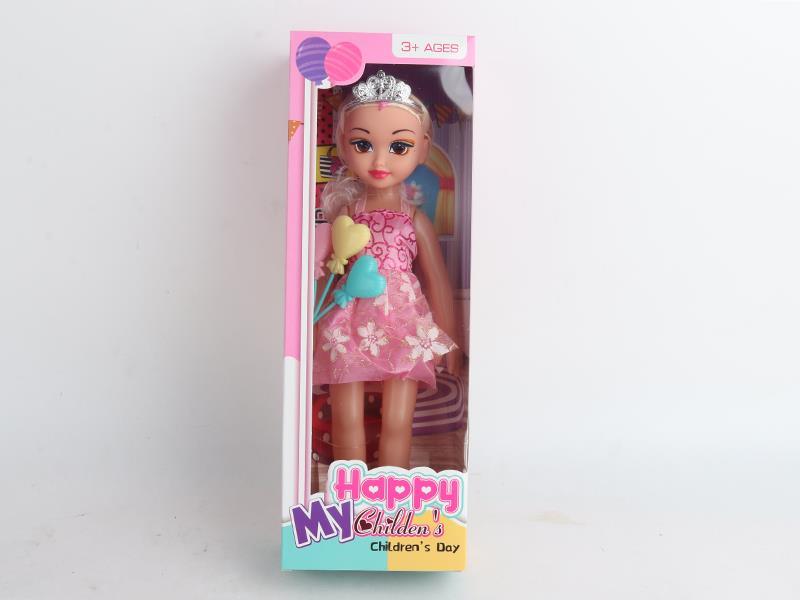 14 Inch Hollow Ic Fat Doll With Music Heart Balloon Crown