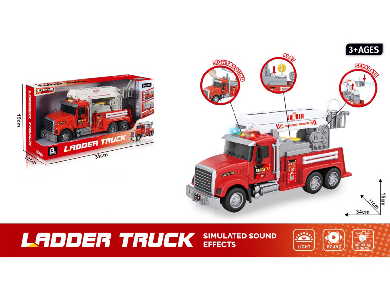 1:16 Sound And Light Inertial Sprinkler Fire Engine (Package 3*Ag13)