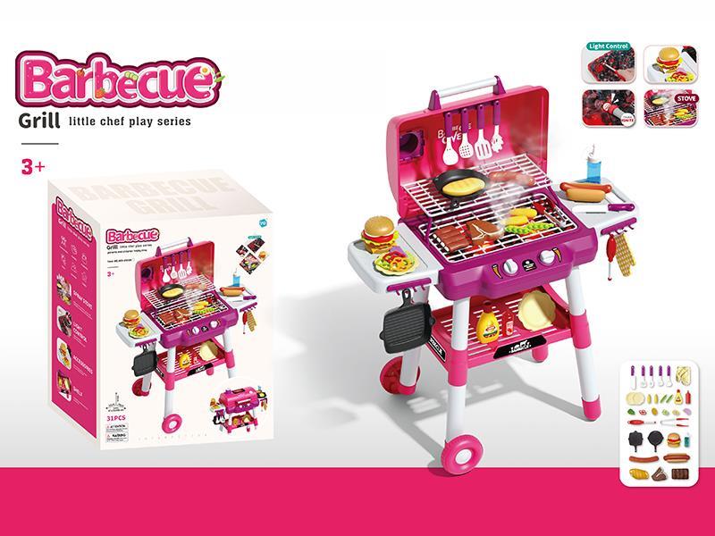 Electric Barbecue Grill Toy With Light And Music, Spray