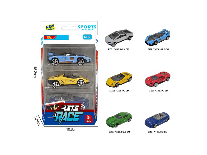 3 Pieces Of 6 1:64 Alloy Vehicles