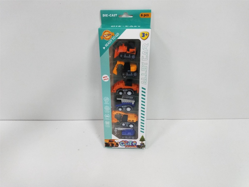 Alloy Pull-Back Cartoon Excavator Crane Forklift Dump Truck Engineering Car Car