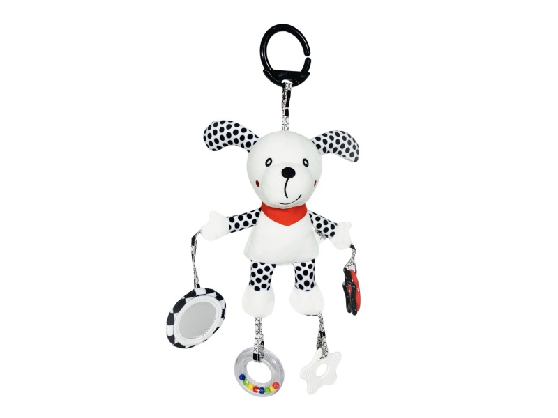 Little White Dog Baby Funhouse Mirror Plush Wind Chime Bed Hang