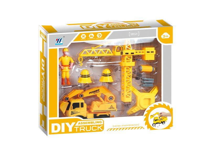 DIY Excavator Disassembly Simulation Friction Engineering Vehicle With Lifting Tower Package