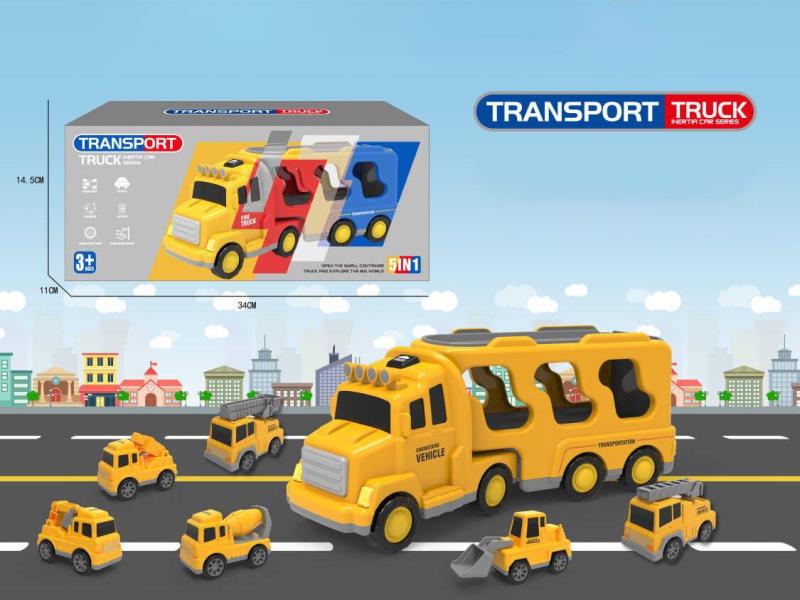 Friction City Transport Truck With Lights And Music(Yellow)