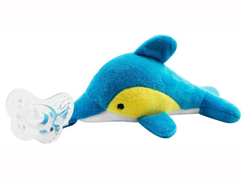 Baby Plush Teether Dolphins With Pacifier