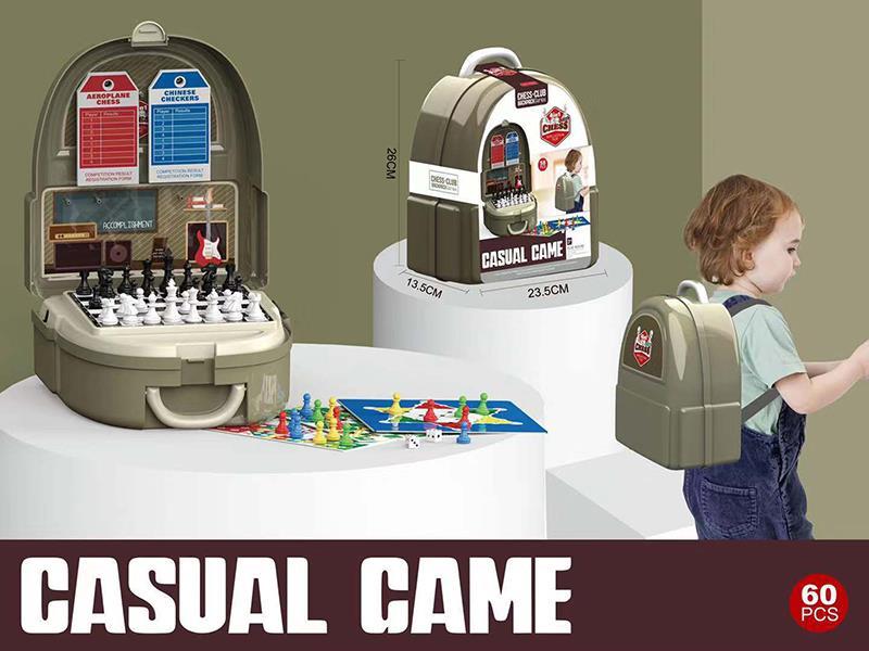 3 In 1 Chess,Flight Chess,Snakes&Ladders Backpack