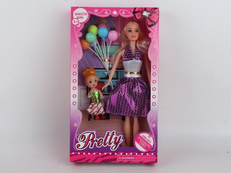 11.5 Inch Solid Articulated Doll+Balloon+Baby Doll