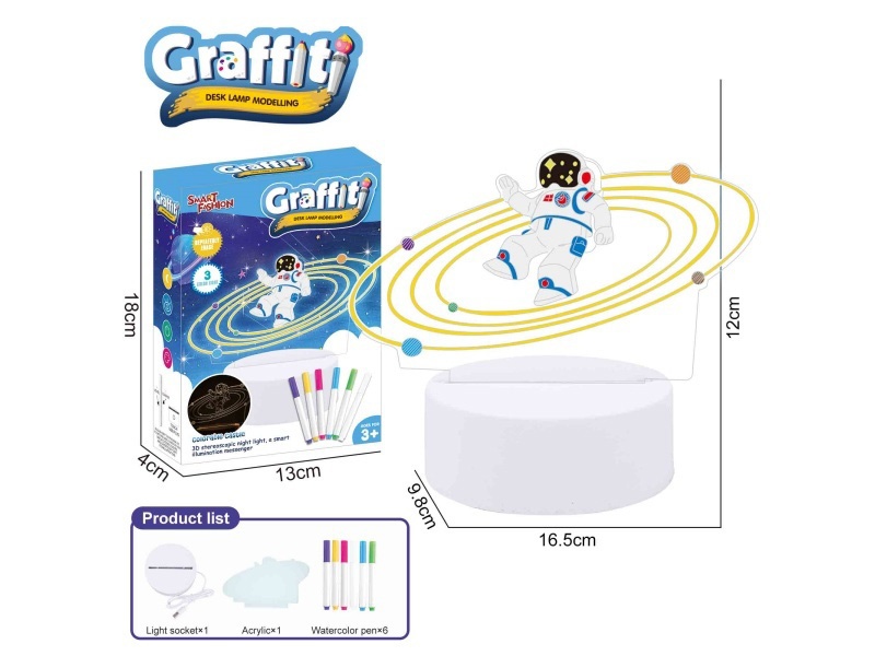 Diy Painted Night Light (Astronaut, 6 Watercolor Pens)