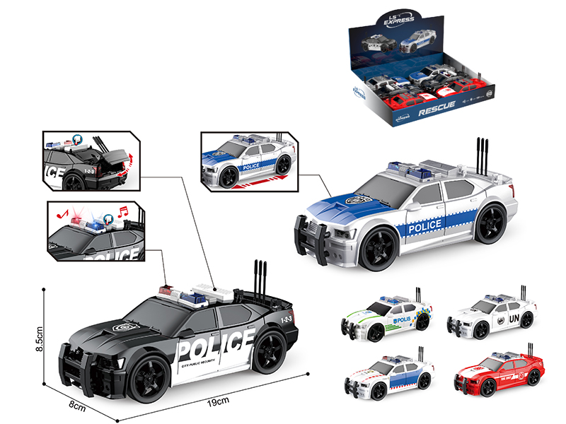 1:20 Friction Police Car Series 6pcs(Lights, Sound)