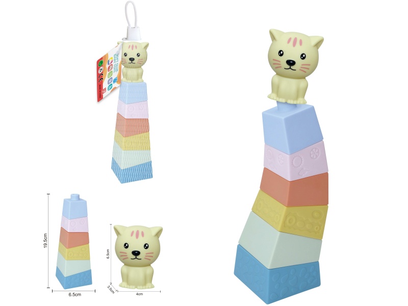 Soft Plastic Stacked Tower Finger Doll Set(Cat) 7pcs