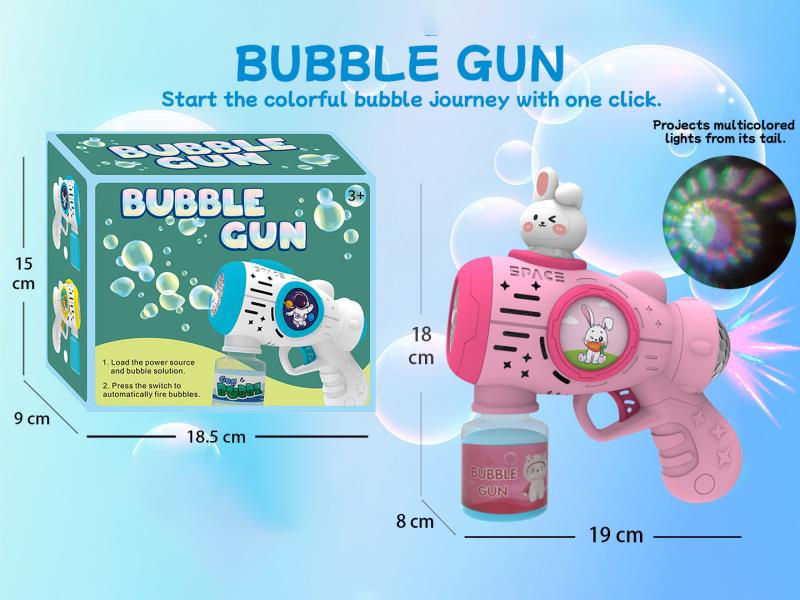 Rabbit Multi-Hole Automatic Bubble Gun (With Light) Tail Projection Light
