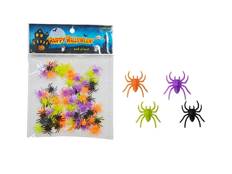 80 Pieces Of Halloween 4 Colored Spider