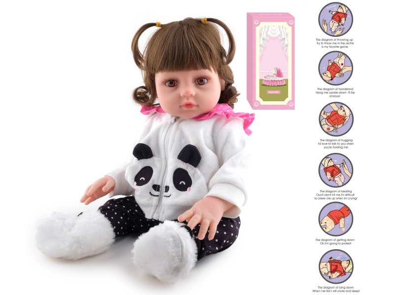 45cm Soft Plastic Reborn Doll(Wig Sheath)With Feeding-Bottle, Magnetic Pacifier, Diaper, Birth Card, With Gravity Sensing Function