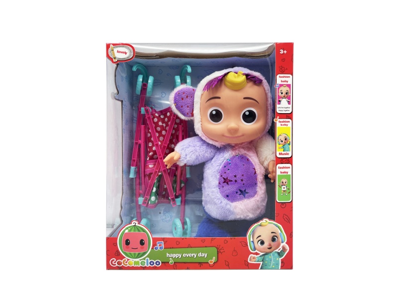22 Inch B/O Solid Cocomelon JJ Boy Doll With Stroller Toy