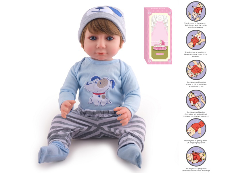 55cm Soft Plastic Reborn Doll(Wig Sheath) With Feeding-Bottle, Magnetic Pacifier, Diaper, Birth Card, With Gravity-Sensing Sound-Emitting Function