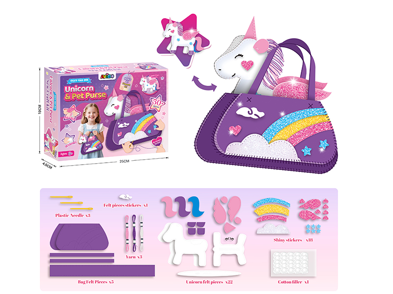 DIY Felt Handbag + 3D Felt Unicorn Doll
