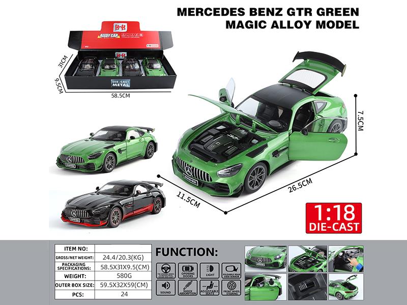 1:18 Mercedes Benz GTR Green Magic Alloy Car Model(4 Door Opening, Pull Back, Sound And Lights)