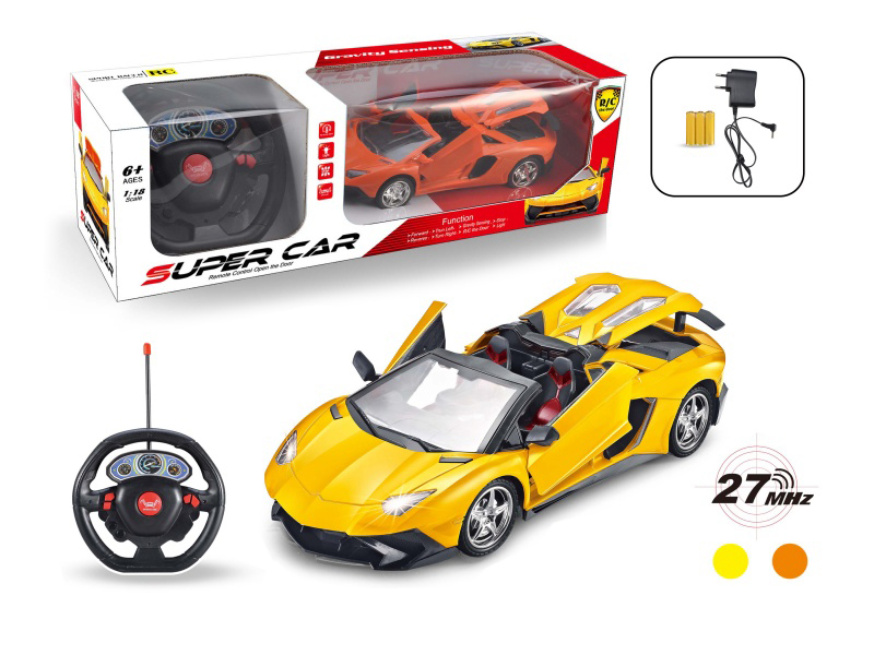 1:18 Lamborghini Convertible Remote Control Car With Three Doors Open (Equipped With A Large Steering Wheel Remote Control, Charger, Rechargeable Battery)