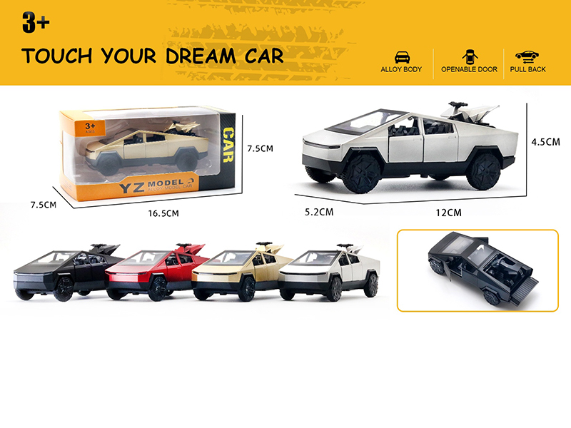 1:36 Three-Door Tesla Alloy Car Model(Openable Door)With Motorcycle