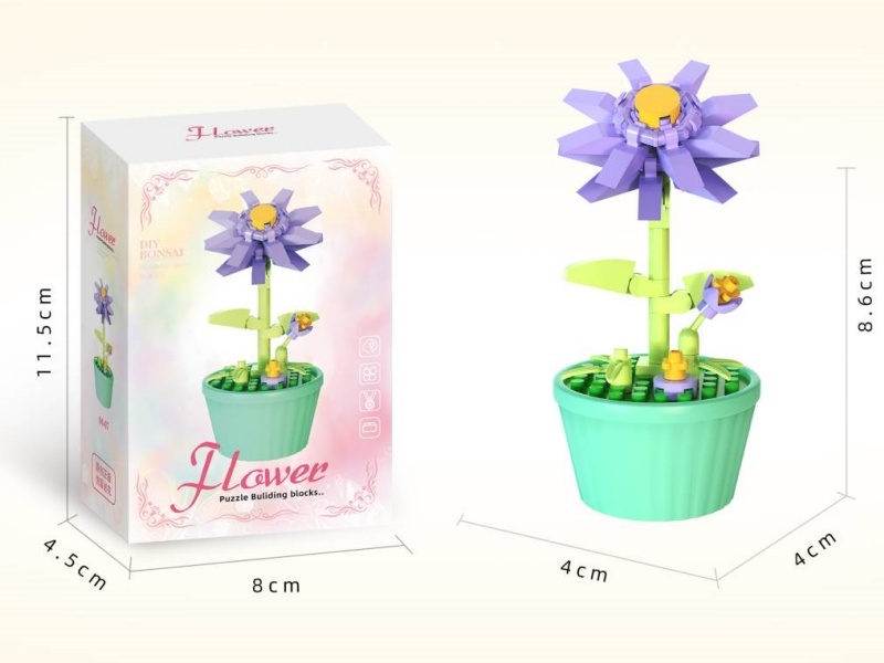 Building Blocks: 75 PCS Of Purple Garden Flowers