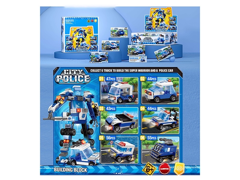 6-In-1 Police Series Small Lego-Style Building Blocks