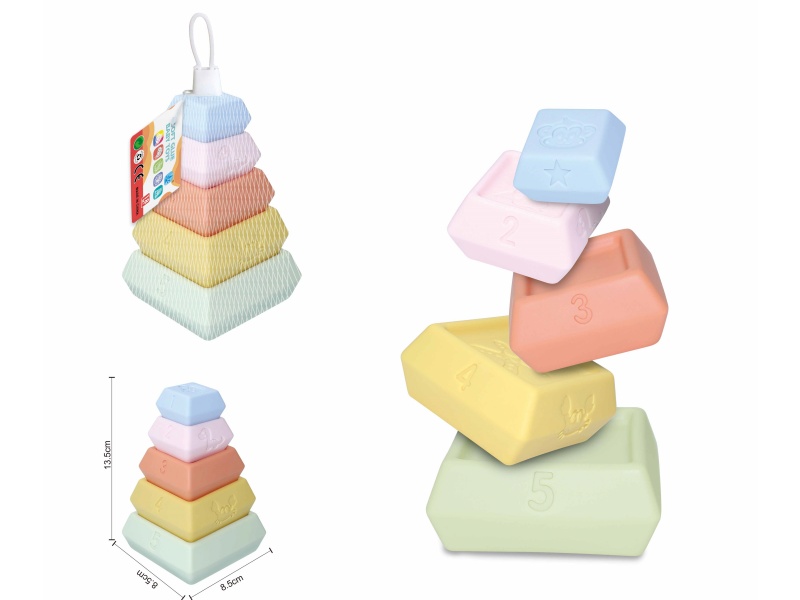 Soft Plastic Five-Layer Tetrahedral Stacking Toy 5pcs