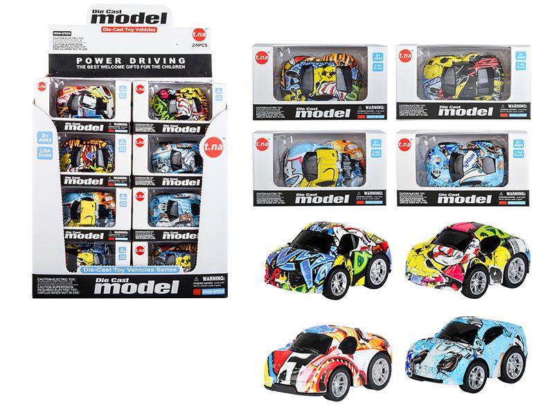 Q Edition Graffiti Alloy Pull Back Cars 24pcs