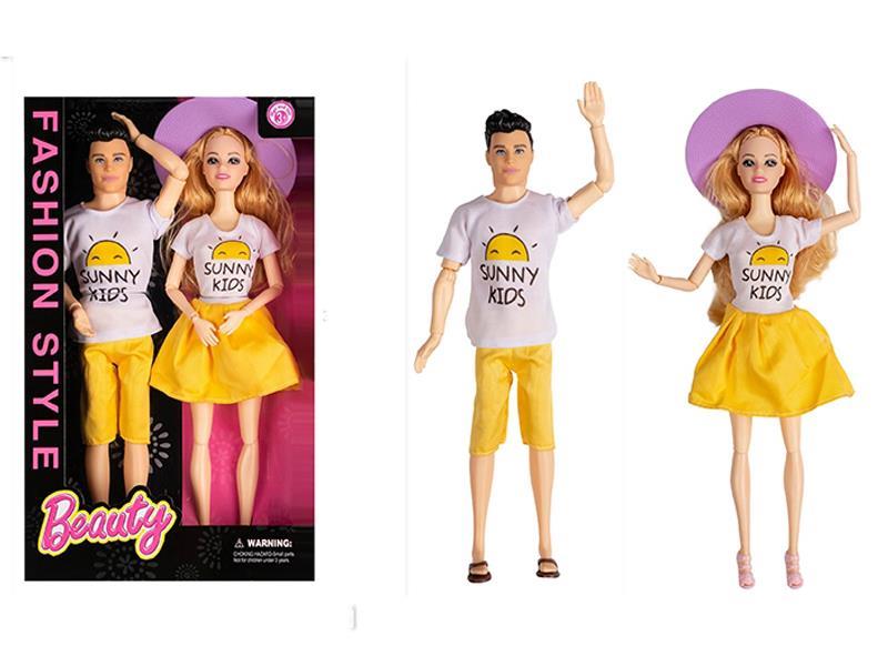 11.5-Inch Solid 12 Joint Fashion Couple Doll With Big Hat