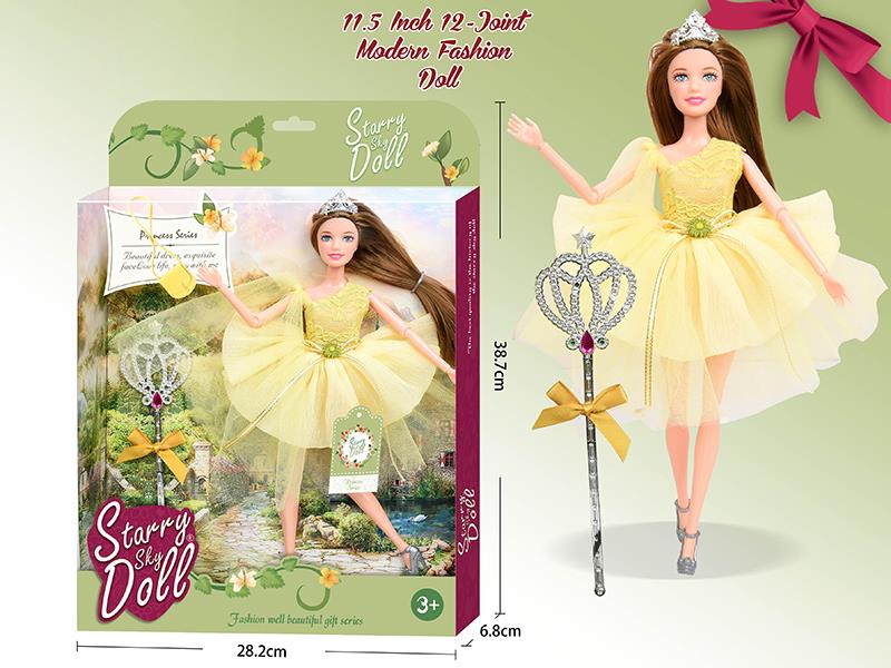 11.5 Inch 12-Joint Modern Fashion Doll With Princess Magic Stick, Crown