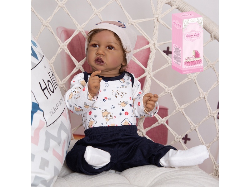 58Cm Reborn Soft Rubber High-Fidelity Baby Doll (Ordinary Pp Car Hair) With Baby Bottle, Magnetic Pacifier, Diaper, Birth Card